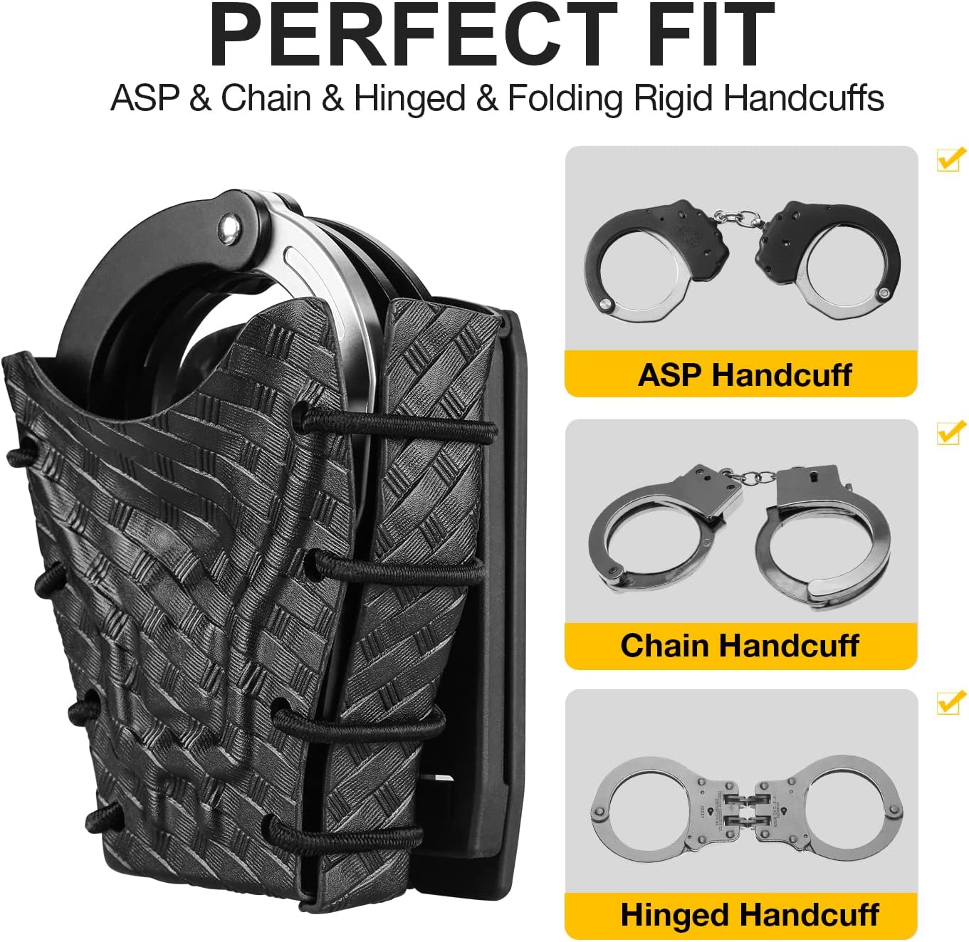 Gun & Flower Kydex Handcuff Case fit 1.5 1.75 2.0 and 2.25'' Belt
